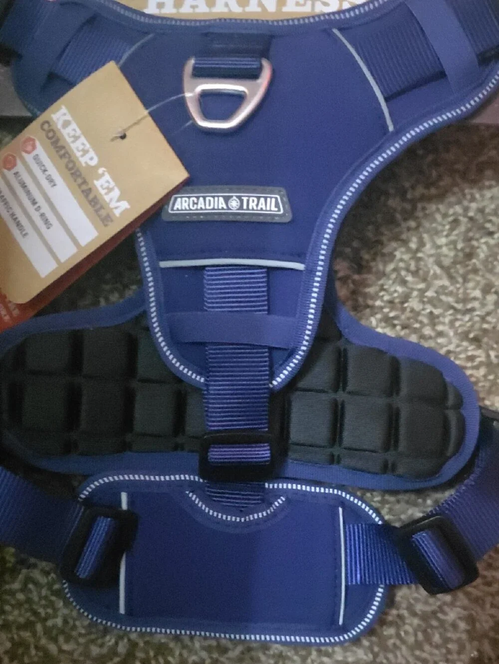 Arcadia Quick-Dry Reflective Dog Harness in Navy Blue MEDIUM NWT